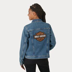 Harley Davidson Essential Bar & Shield Denim Jacket in Medium Indigo